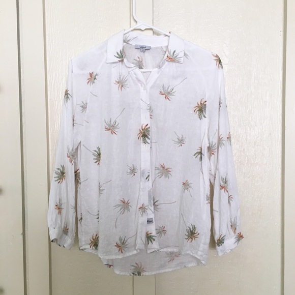 RAILS Natalie Linen Shirt White/Palm Tree M - Picture 4 of 8